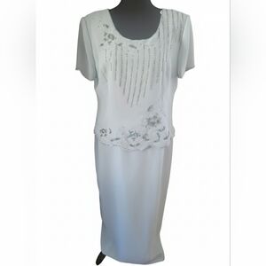 R&M Richards Light Blue Dress with Beaded Accents